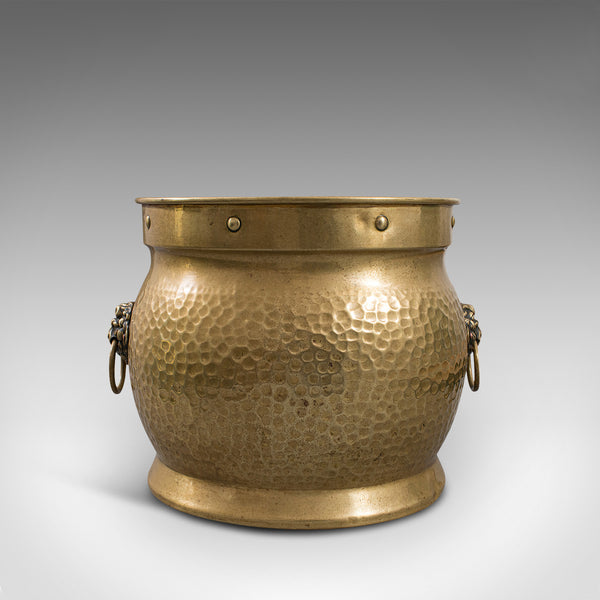 Antique Coal Box, English, Brass, Fireside, Log Bin, Fire, Victorian, Circa 1900