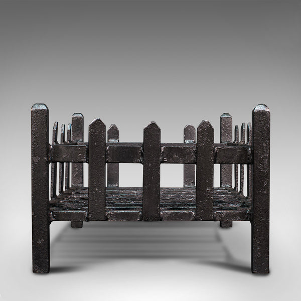 Antique Fire Basket, English, Cast Iron, Fireside, Grate, Late Victorian, C.1900