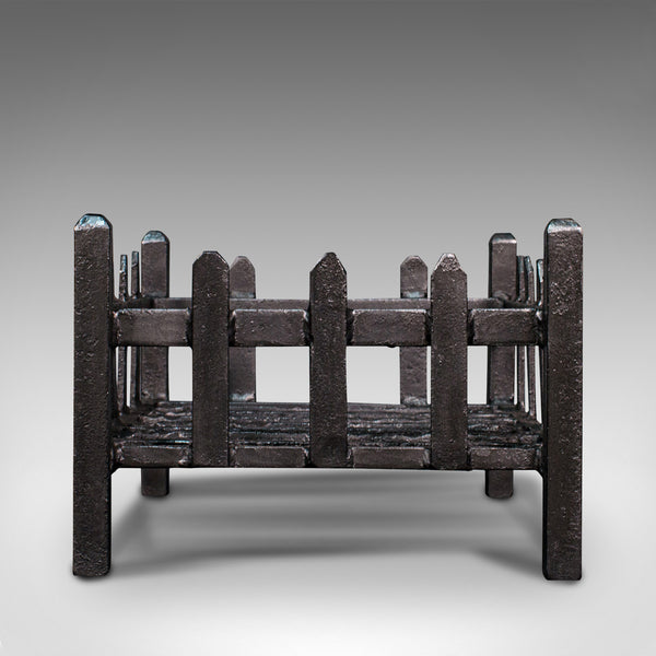 Antique Fire Basket, English, Cast Iron, Fireside, Grate, Late Victorian, C.1900