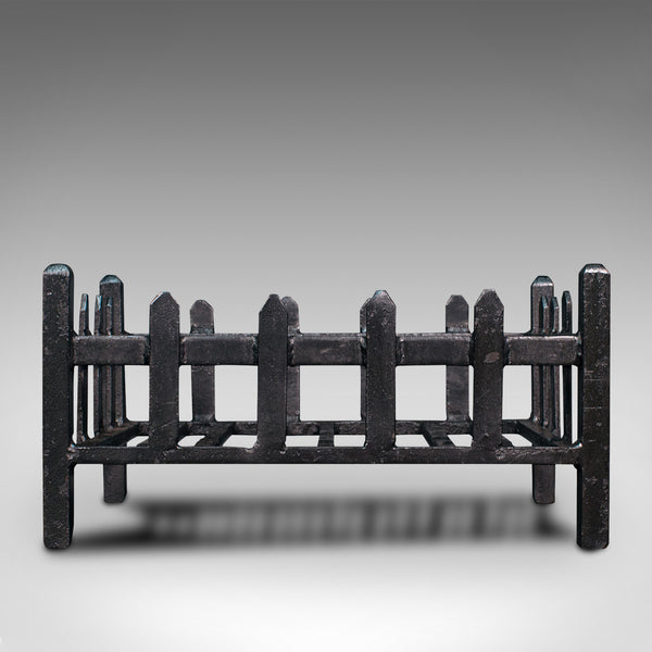 Antique Fire Basket, English, Cast Iron, Fireside, Grate, Late Victorian, C.1900