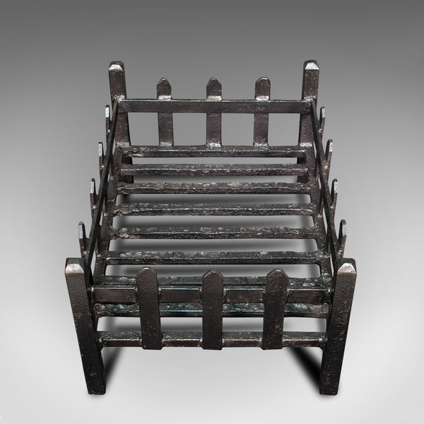 Antique Fire Basket, English, Cast Iron, Fireside, Grate, Late Victorian, C.1900
