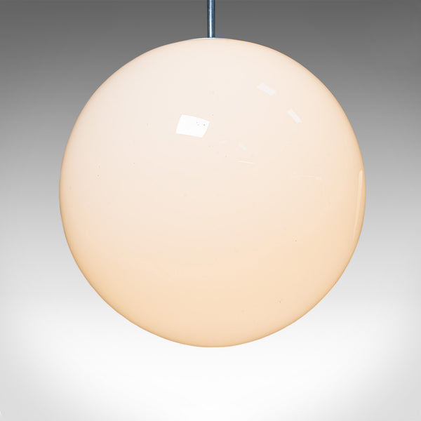 Large Pair, Vintage Opaline Hanging Lamps, Milk Glass, Ceiling Light, Industrial