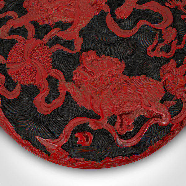 Antique Circular Box, Chinese, Cinnabar, Decorative Tray, Qing Dynasty, C.1900