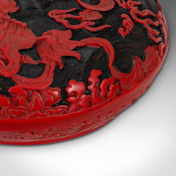 Antique Circular Box, Chinese, Cinnabar, Decorative Tray, Qing Dynasty, C.1900