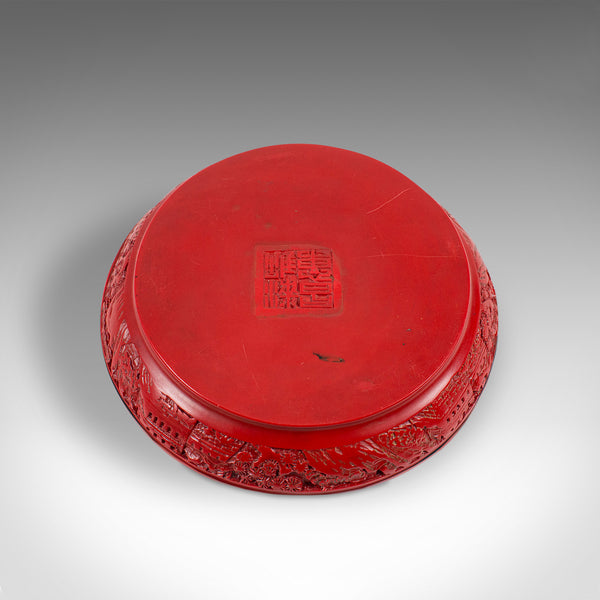 Antique Circular Box, Chinese, Cinnabar, Decorative Tray, Qing Dynasty, C.1900