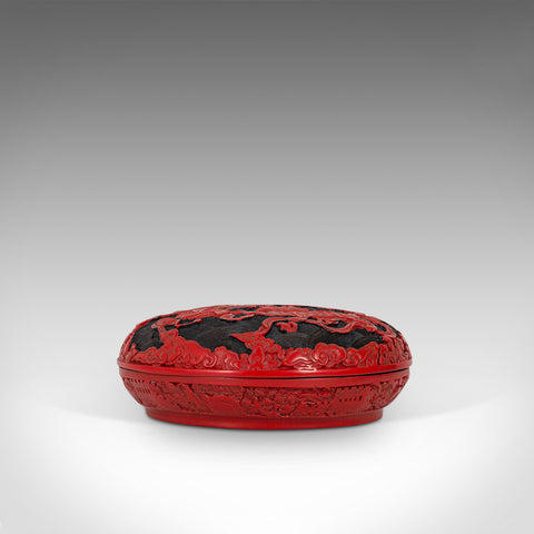 Antique Circular Box, Chinese, Cinnabar, Decorative Tray, Qing Dynasty, C.1900