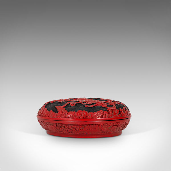 Antique Circular Box, Chinese, Cinnabar, Decorative Tray, Qing Dynasty, C.1900