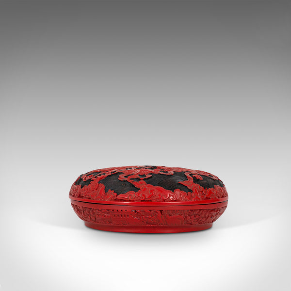 Antique Circular Box, Chinese, Cinnabar, Decorative Tray, Qing Dynasty, C.1900