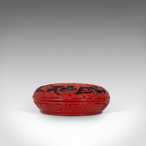 Antique Circular Box, Chinese, Cinnabar, Decorative Tray, Qing Dynasty, C.1900