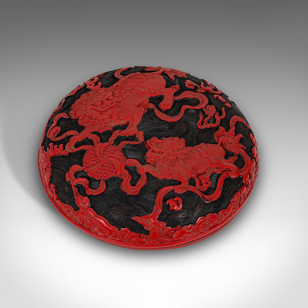 Antique Circular Box, Chinese, Cinnabar, Decorative Tray, Qing Dynasty, C.1900