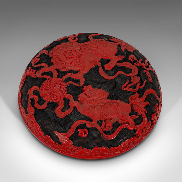 Antique Circular Box, Chinese, Cinnabar, Decorative Tray, Qing Dynasty, C.1900