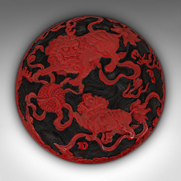 Antique Circular Box, Chinese, Cinnabar, Decorative Tray, Qing Dynasty, C.1900