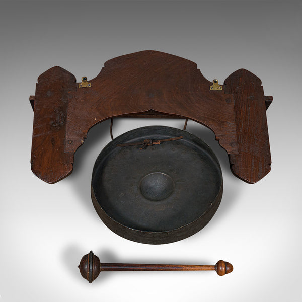 Antique Wall Gong, Indian, Oak, Dinner, Ceremonial Monastery Chime, Circa 1900