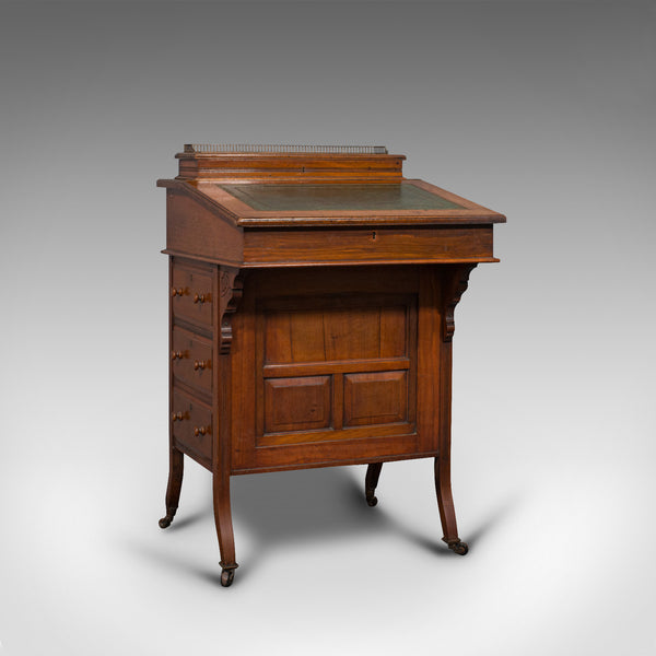 Antique Davenport, English, Walnut, Bird's Eye Maple, Writing Desk, Victorian