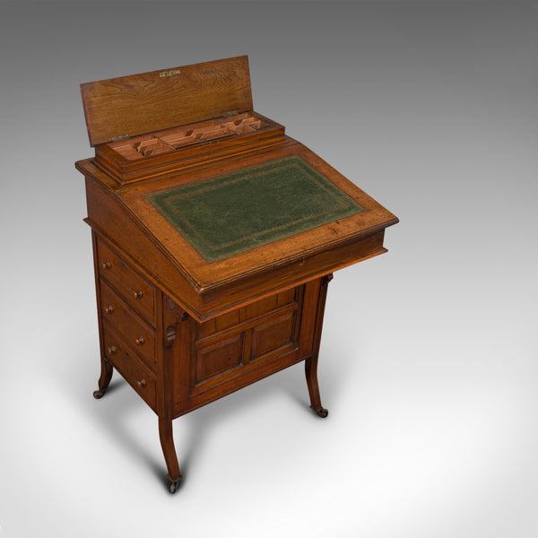 Antique Davenport, English, Walnut, Bird's Eye Maple, Writing Desk, Victorian