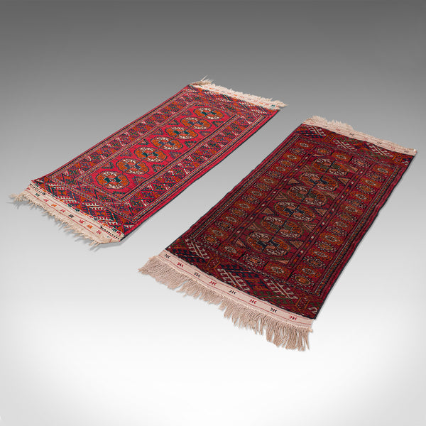 Antique Near Pair, Bokhara Rugs, Turkoman, Tekke, Carpet, Wall Covering, C.1910