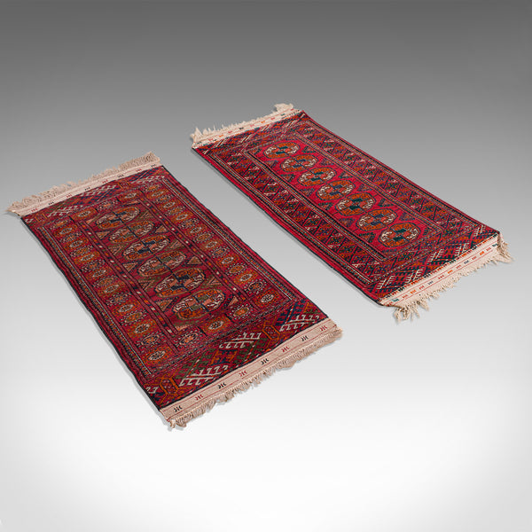 Antique Near Pair, Bokhara Rugs, Turkoman, Tekke, Carpet, Wall Covering, C.1910