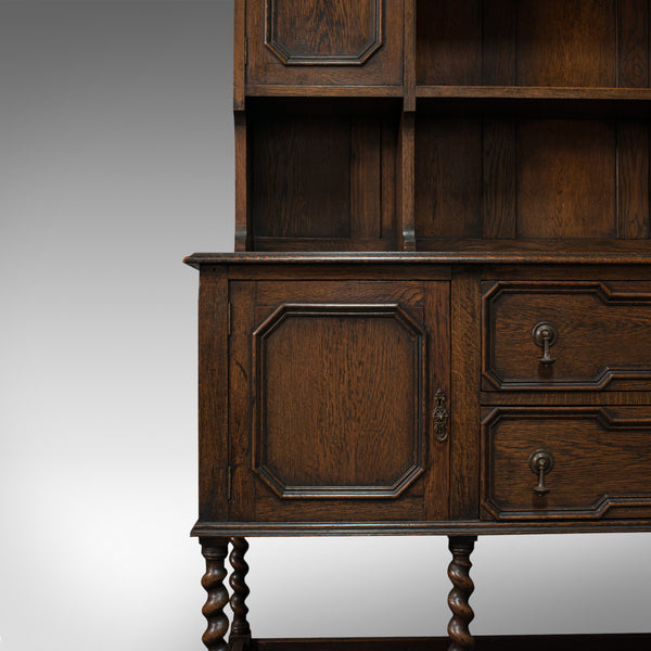 Antique Dresser, English, Oak, Sideboard Cabinet, Jacobean Revival, Victorian