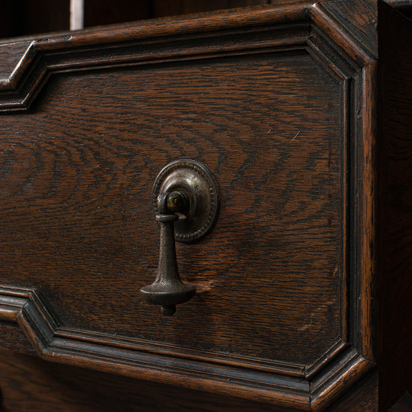 Antique Dresser, English, Oak, Sideboard Cabinet, Jacobean Revival, Victorian