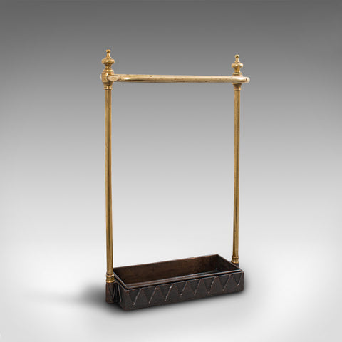 Antique Stick Stand, French, Brass, Hall, Cane, Umbrella Rack, Victorian, C.1850