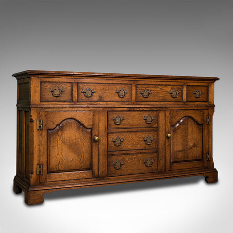 Vintage Dresser Base, English, Oak, Chest of Drawers, Georgian Revival, C.1950