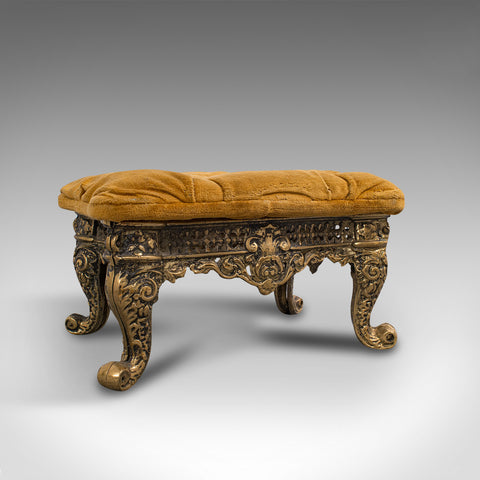 Antique Decorative Footstool, Italian, Gilt, Stool, Baroque Revival, Circa 1900
