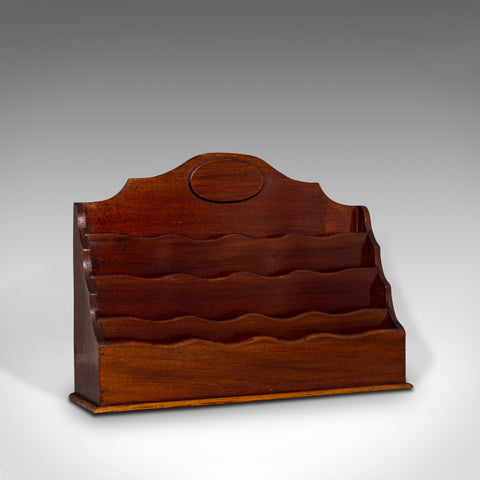 Antique Desk Tidy, English, Mahogany, Letter, Stationery Rack, Edwardian, C.1910