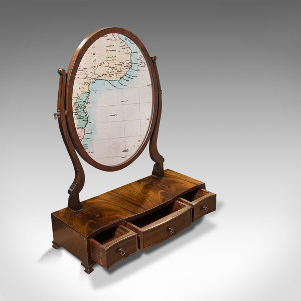 Vintage Toilet Mirror, English, Mahogany, Pedestal, Late 20th Georgian Revival