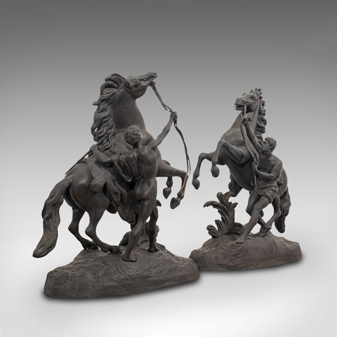 Collectible Antique Pair, Marly Horses, French, Bronze, Equine, Statue, Coustou