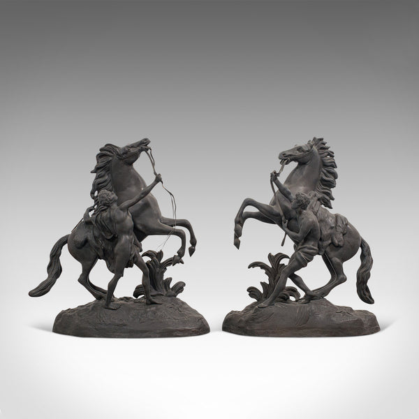 Collectible Antique Pair, Marly Horses, French, Bronze, Equine, Statue, Coustou