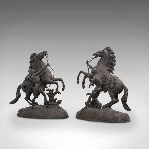 Collectible Antique Pair, Marly Horses, French, Bronze, Equine, Statue, Coustou