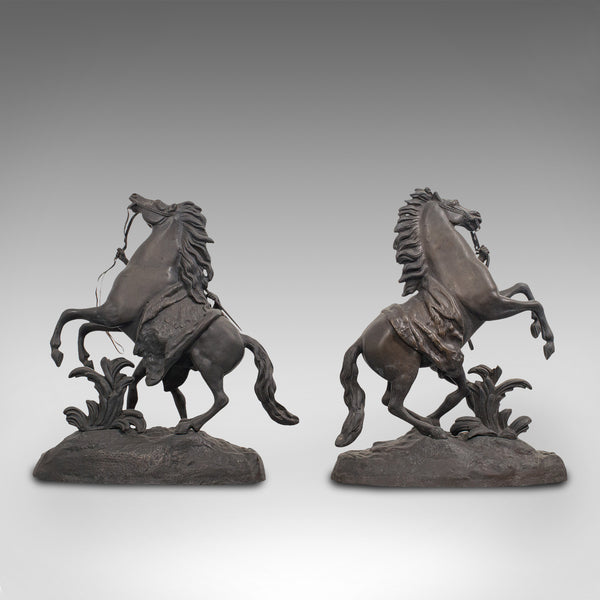 Collectible Antique Pair, Marly Horses, French, Bronze, Equine, Statue, Coustou