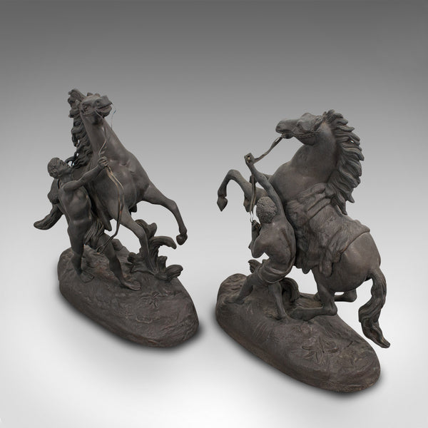 Collectible Antique Pair, Marly Horses, French, Bronze, Equine, Statue, Coustou