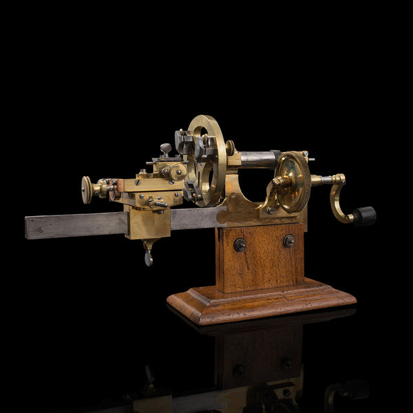 Antique Watchmaker's Lathe, Swiss, Brass, Copper, Precision Instrument, C.1900