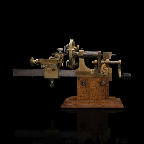 Antique Watchmaker's Lathe, Swiss, Brass, Copper, Precision Instrument, C.1900
