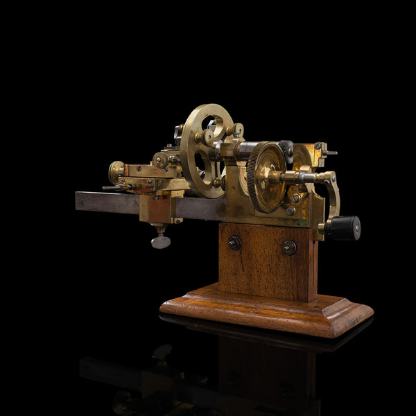 Antique Watchmaker's Lathe, Swiss, Brass, Copper, Precision Instrument, C.1900