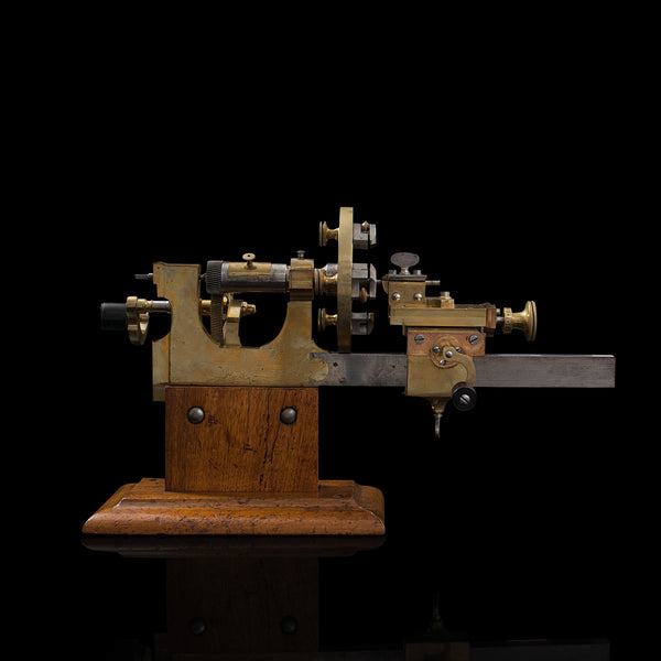 Antique Watchmaker's Lathe, Swiss, Brass, Copper, Precision Instrument, C.1900