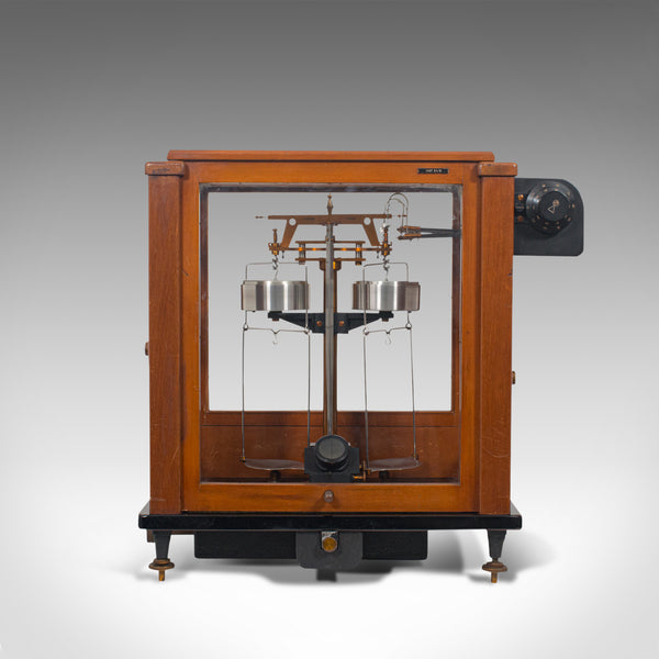 Vintage Balance, English, Mahogany, Scientific Scales, Stanton Instruments, 1960