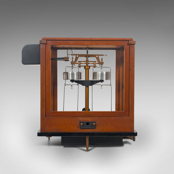 Vintage Balance, English, Mahogany, Scientific Scales, Stanton Instruments, 1960