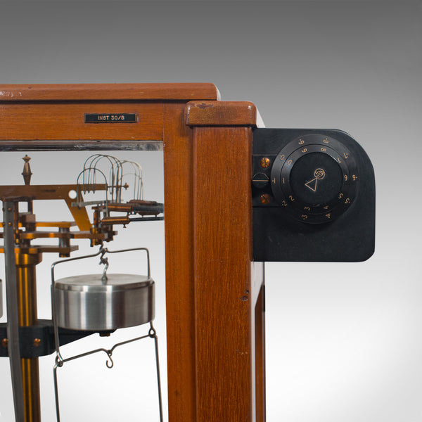 Vintage Balance, English, Mahogany, Scientific Scales, Stanton Instruments, 1960