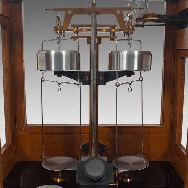 Vintage Balance, English, Mahogany, Scientific Scales, Stanton Instruments, 1960