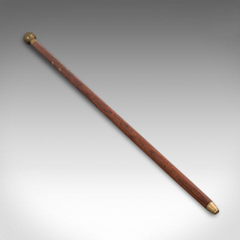 Vintage Gentleman's Cane, English, Walnut, Brass, Walking Stick, Mid 20th, 1950
