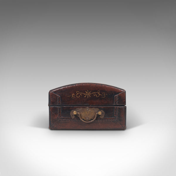 Antique Jewellery Box, Japanese, Leather, Desk Caddy, Meiji Period, Circa 1900