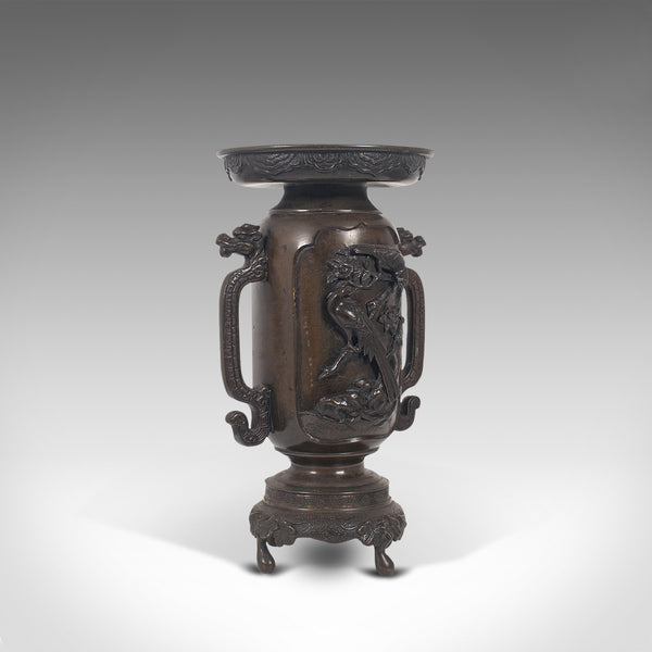 Antique Decorative Vase, Japanese, Bronze, Meiji Period, Late 19th, Circa 1900