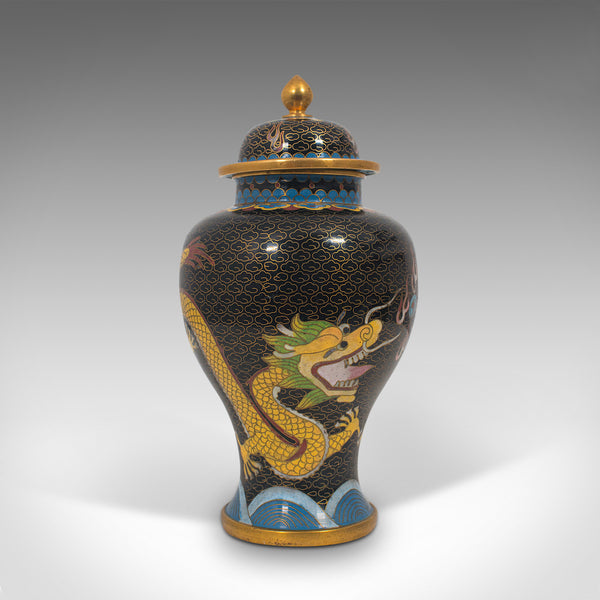 Pair Of, Antique Decorative Spice Jars, Chinese, Cloisonne, Baluster Urn, C.1900