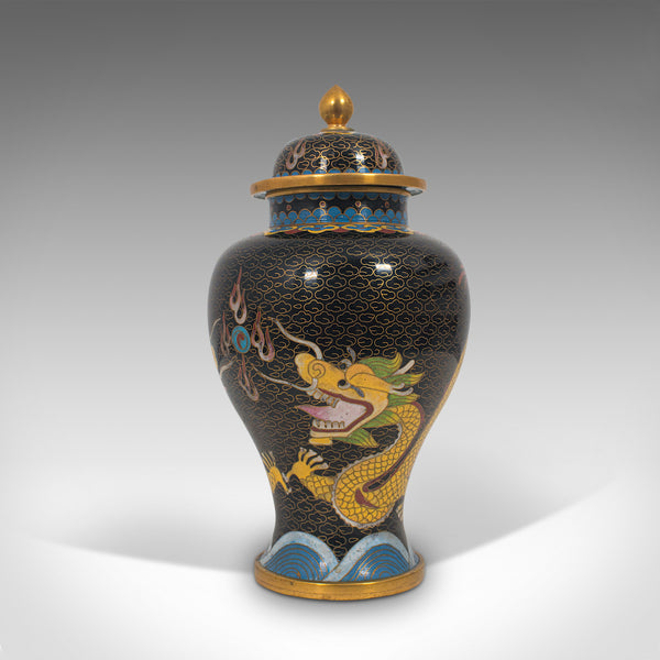 Pair Of, Antique Decorative Spice Jars, Chinese, Cloisonne, Baluster Urn, C.1900