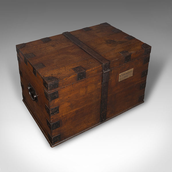Large Antique Silver Chest, Scottish, Oak, Iron, Heavy Trunk, Victorian, C.1880