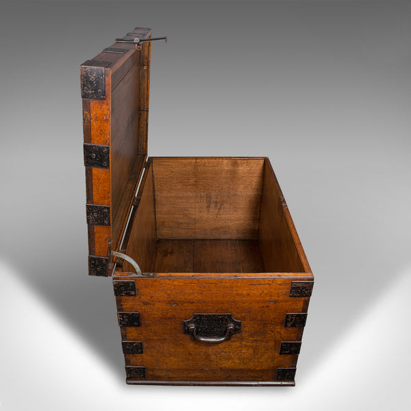 Large Antique Silver Chest, Scottish, Oak, Iron, Heavy Trunk, Victorian, C.1880