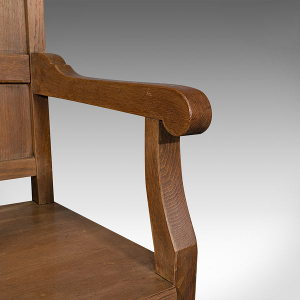 Antique Elbow Chair, Oak, Hall, Carver Armchair, Ecclesiastical Taste, Edwardian