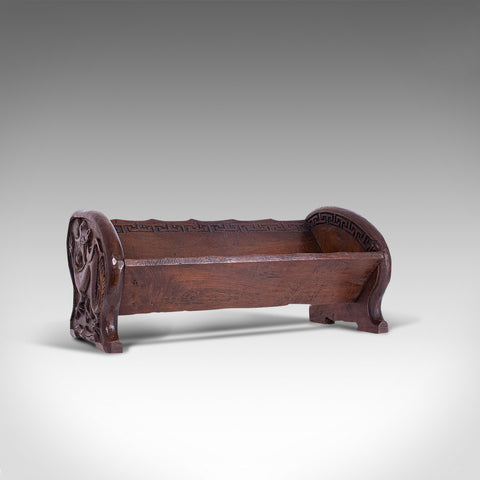 Antique Carved Book Stand, Oriental, Mahogany, Rack, Dragon Motif, 19th Century